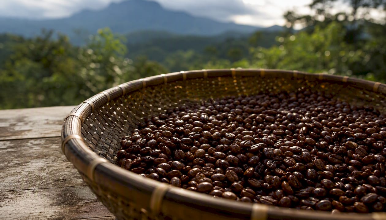 Washed Gayo coffee beans close-up