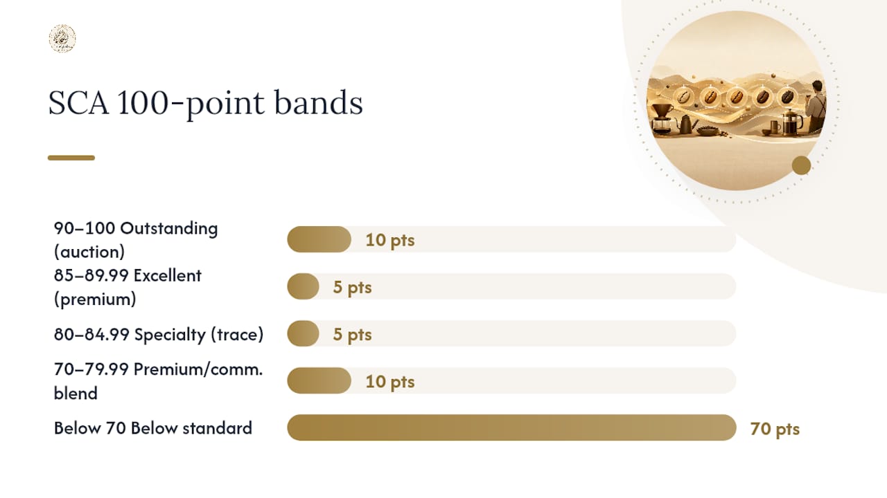 Diagram of SCA 100-point coffee classification bands