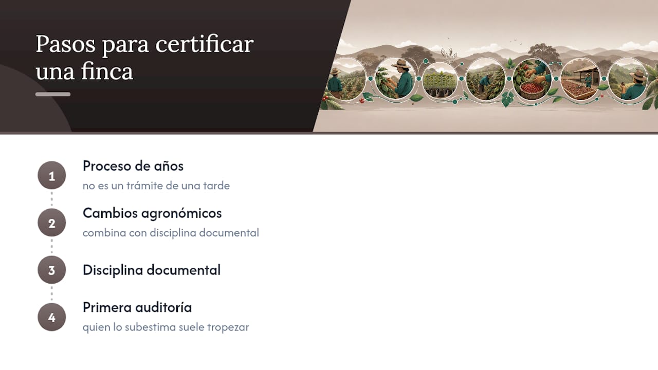 Esquema de los pasos para obtener la certificación de café orgánico
