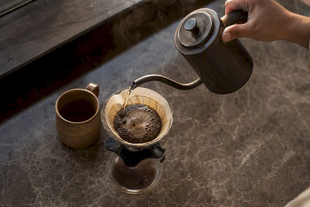 Pour-over brewing Panama Geisha coffee