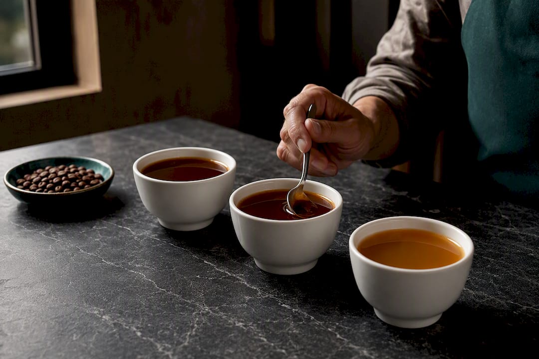 Cata de café para evaluar su aroma y cuerpo