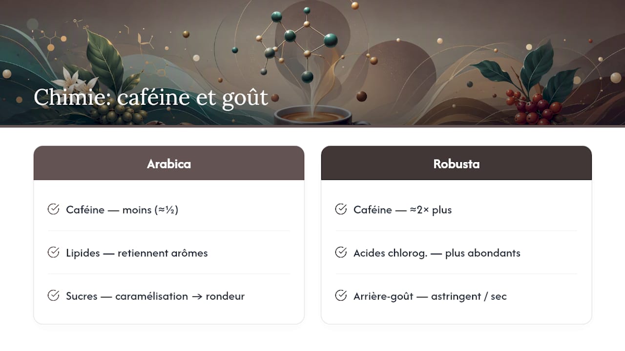 Ce que dit la chimie sur la caféine et le goût — overview diagram