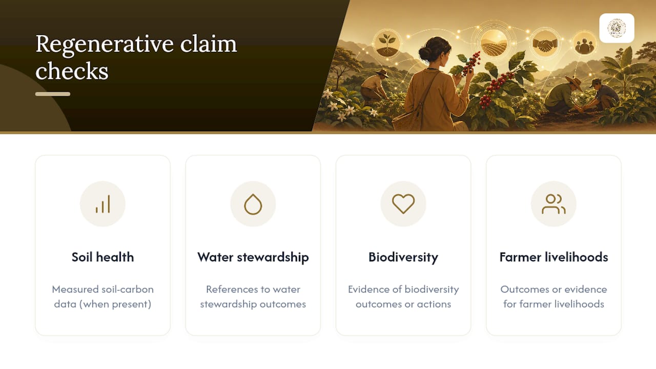 What "Regenerative" on a Coffee Bag Actually Means — overview diagram