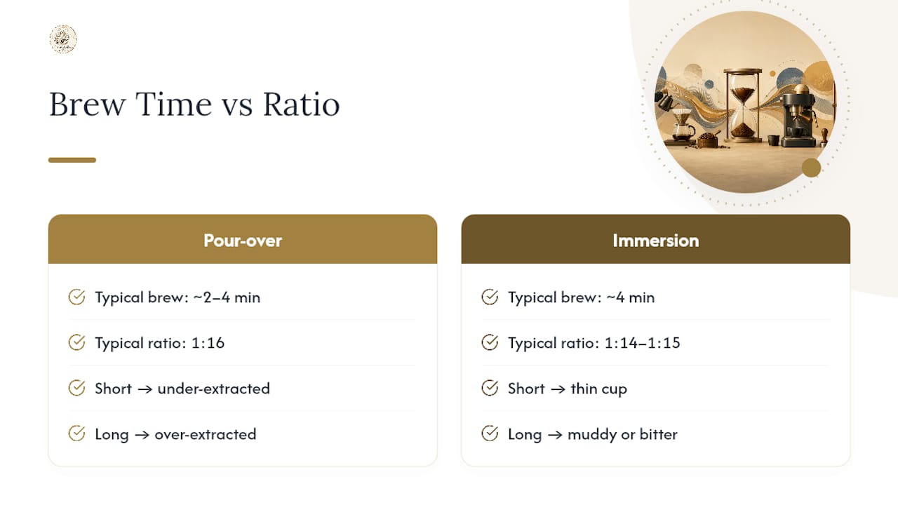 Comparison of pour-over and immersion brewing