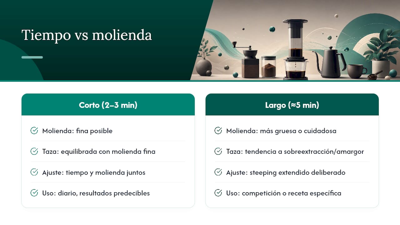 La relación entre tiempo, molienda y extracción