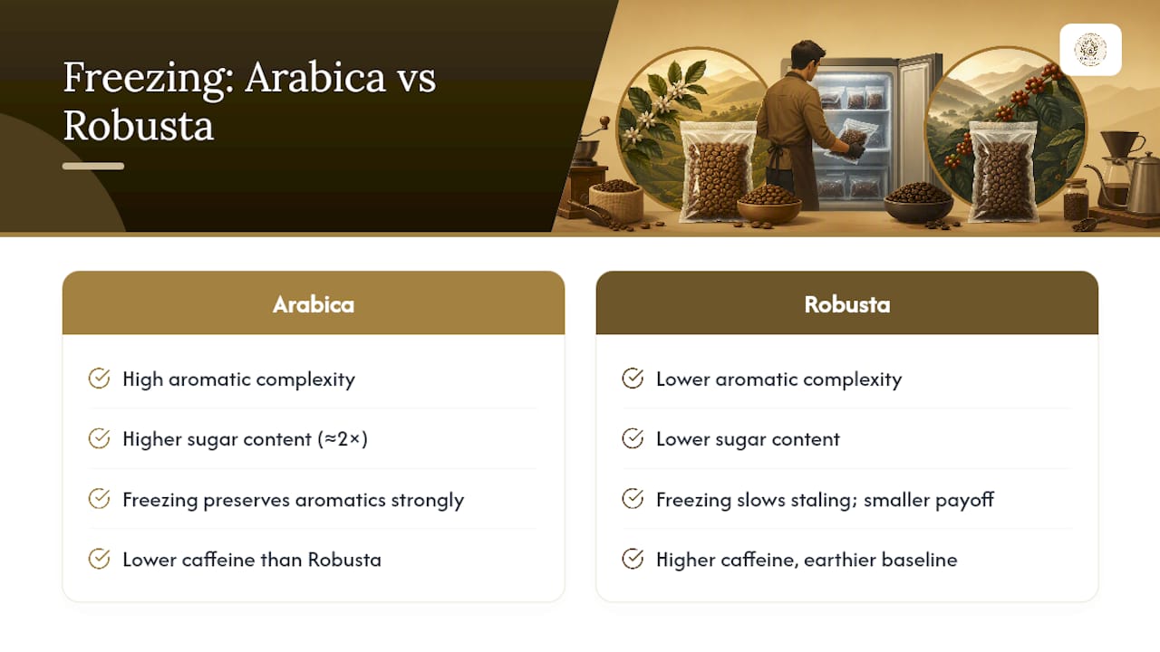 Arabica and Robusta freezing comparison