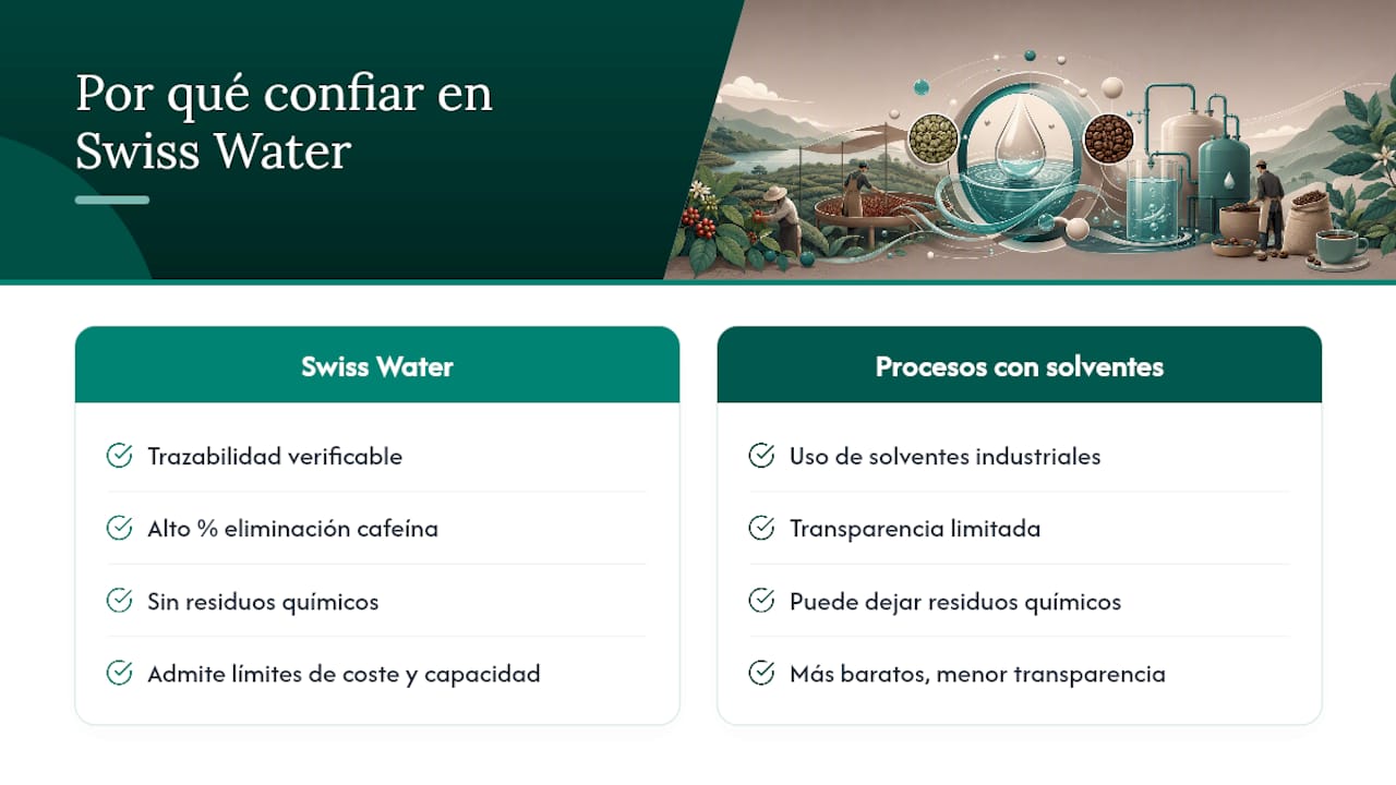 Perspectiva editorial: por qué Qahwatalard confía en los descafeinados al agua — overview diagram