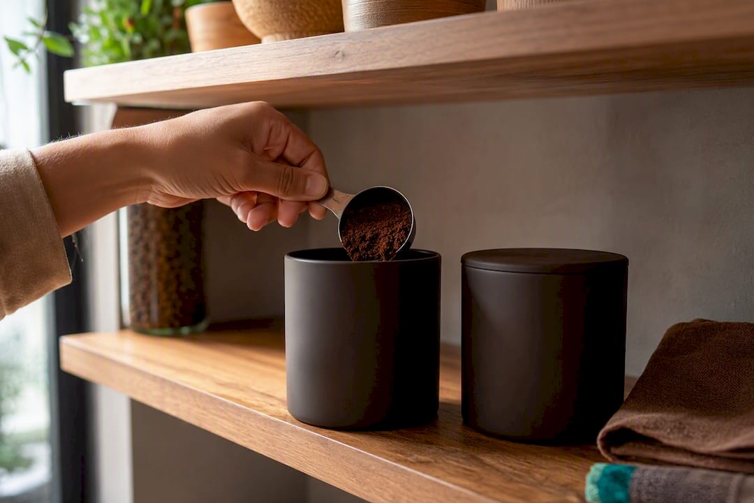Quantité de café moulu dans un récipient hermétique