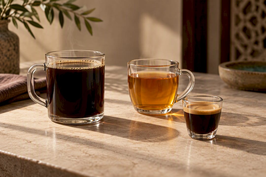 Illustration comparant les quantités de caféine