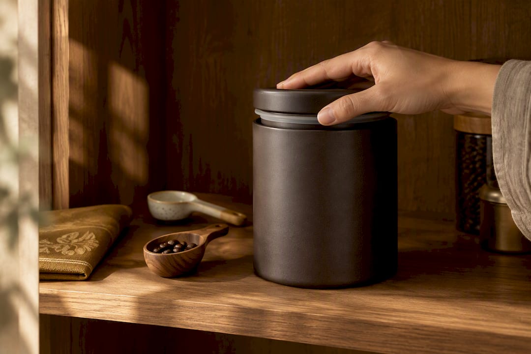 Airtight container storing coffee beans