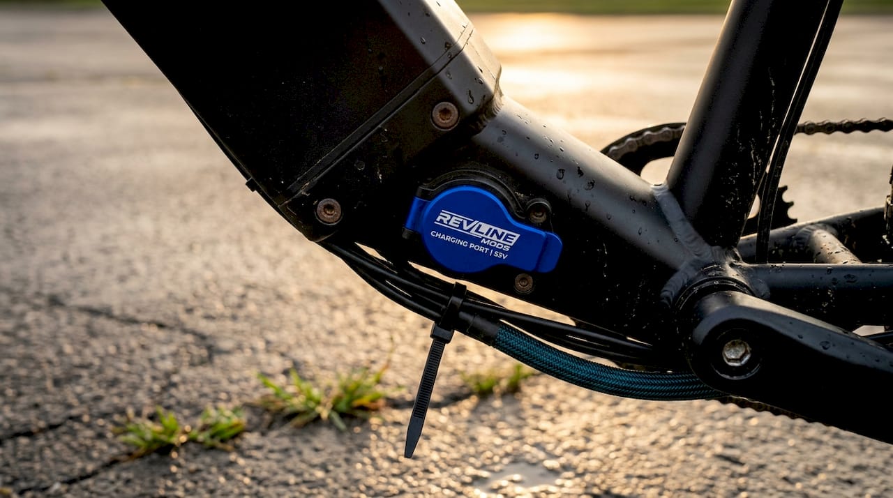 Ebike battery connector with moisture marks