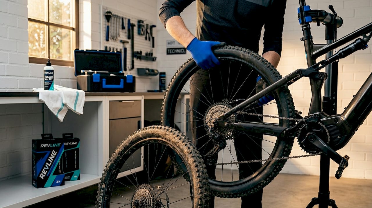 Installing new off-road tire on e-bike