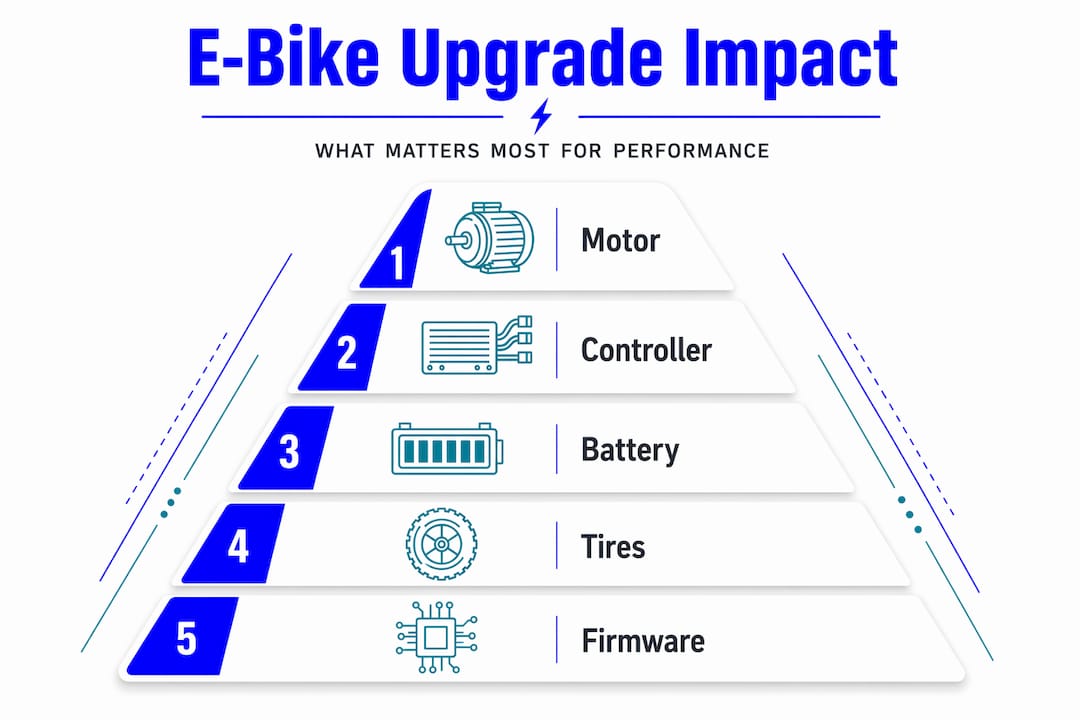 Hierarchy infographic of e-bike upgrade impact