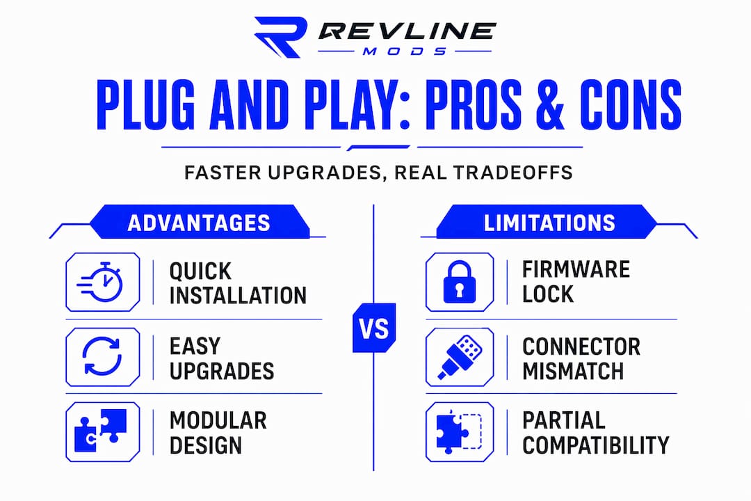 Infographic with plug and play pros and cons