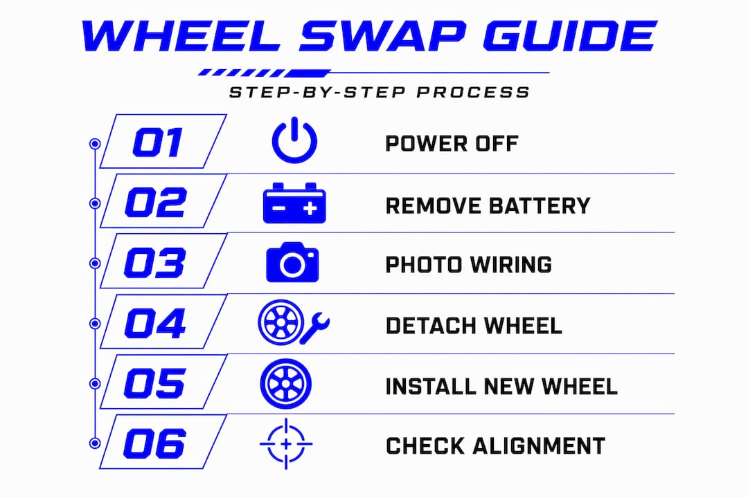 Infographic shows electric bike wheel steps