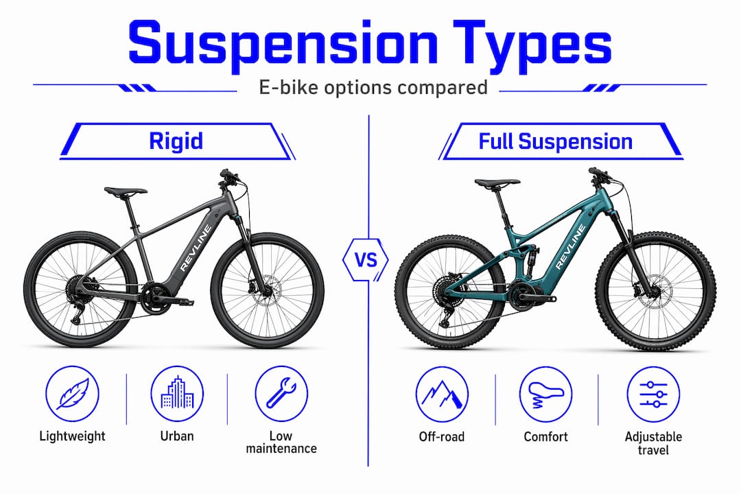 Infographic comparing e-bike suspension types