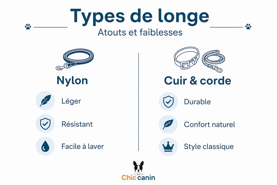 Tout savoir sur les différents matériaux utilisés pour les laisses pour chien — infographie
