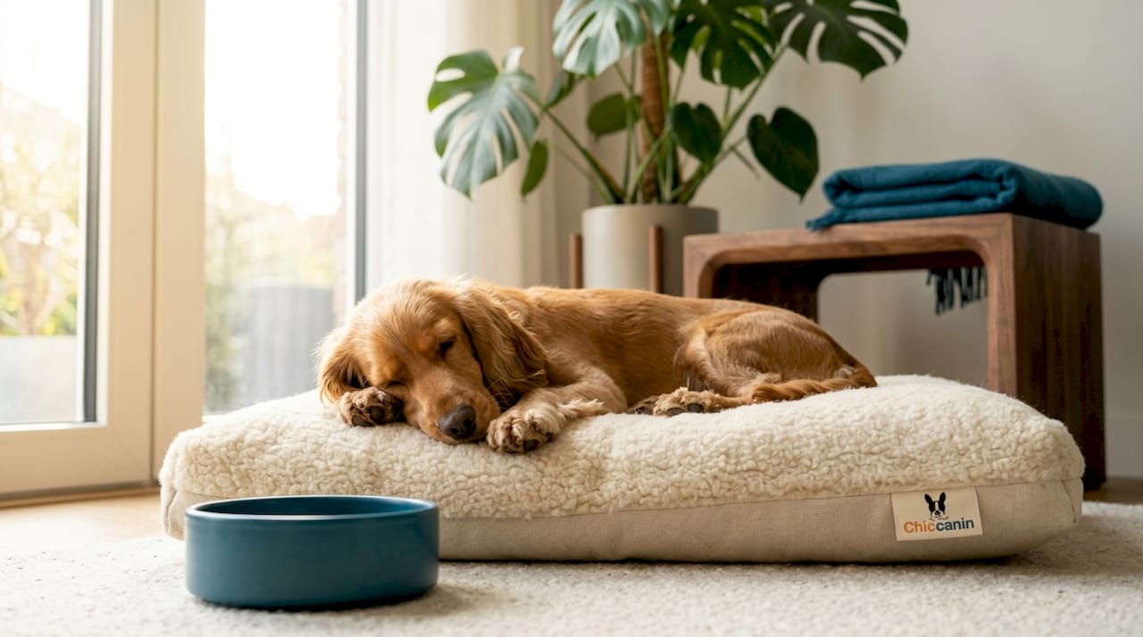 Un chien confortablement installé sur une couverture en pure laine