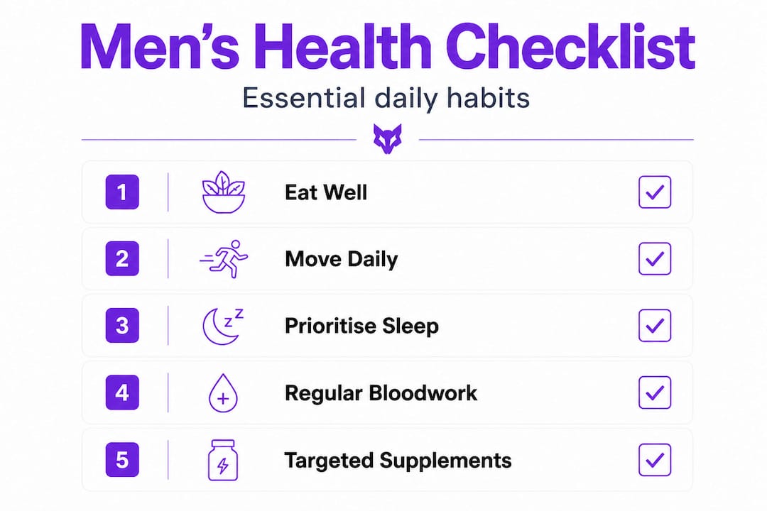 Infographic of men's health daily habits checklist