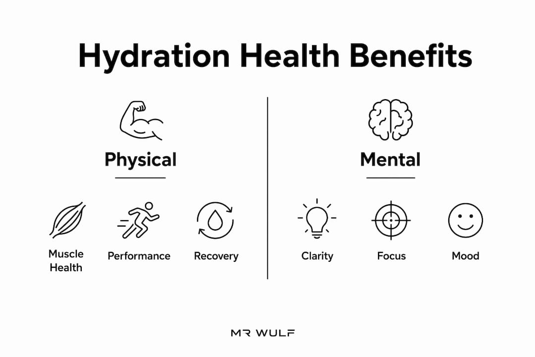 Infographic comparing physical and mental hydration benefits
