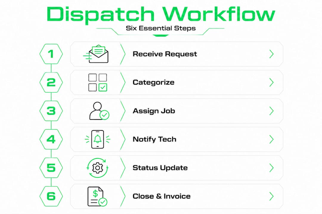 Infographic of mobile dispatch step-by-step process