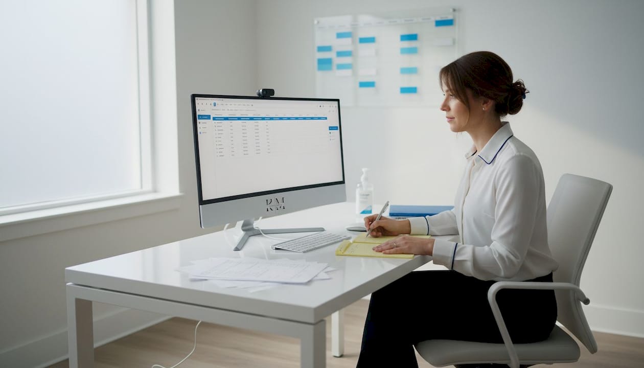Practice manager reviewing patient lead schedule