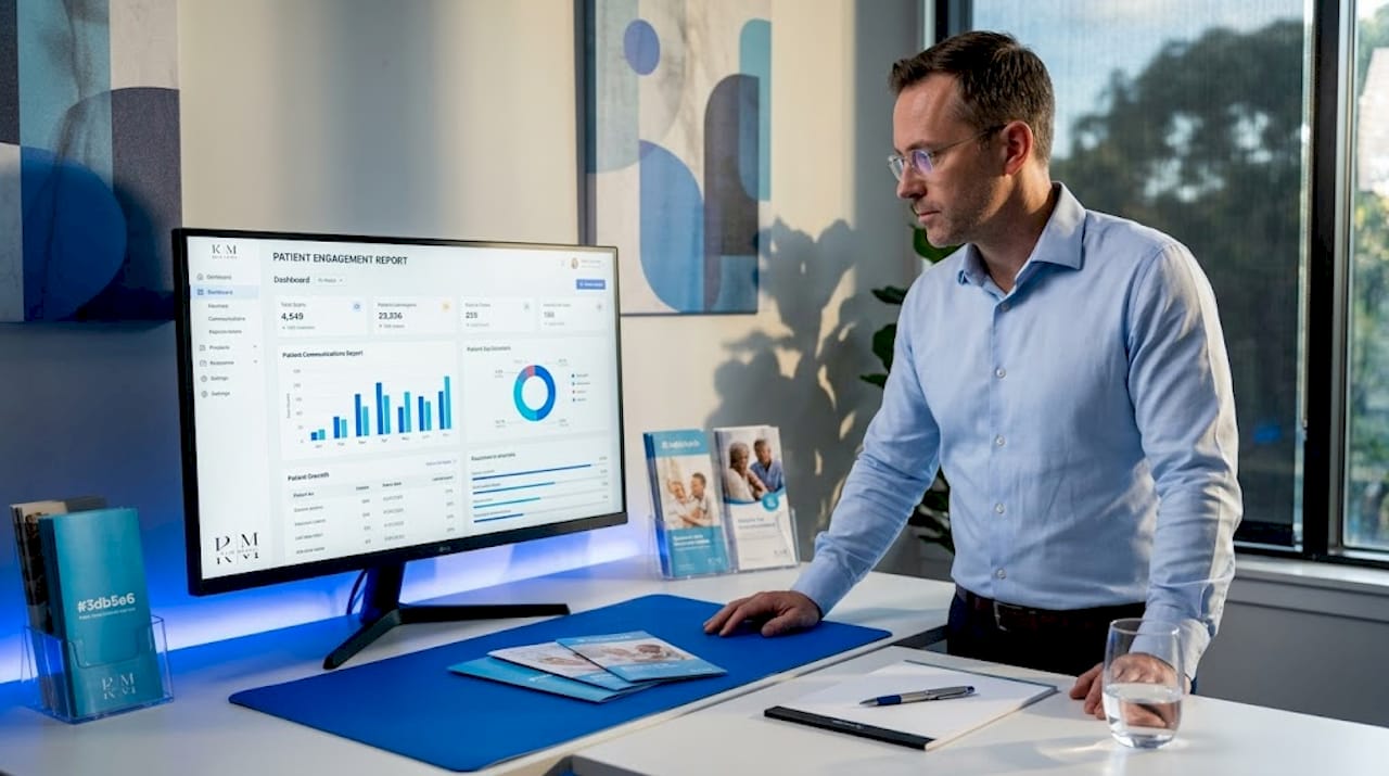Clinic director checking patient email analytics