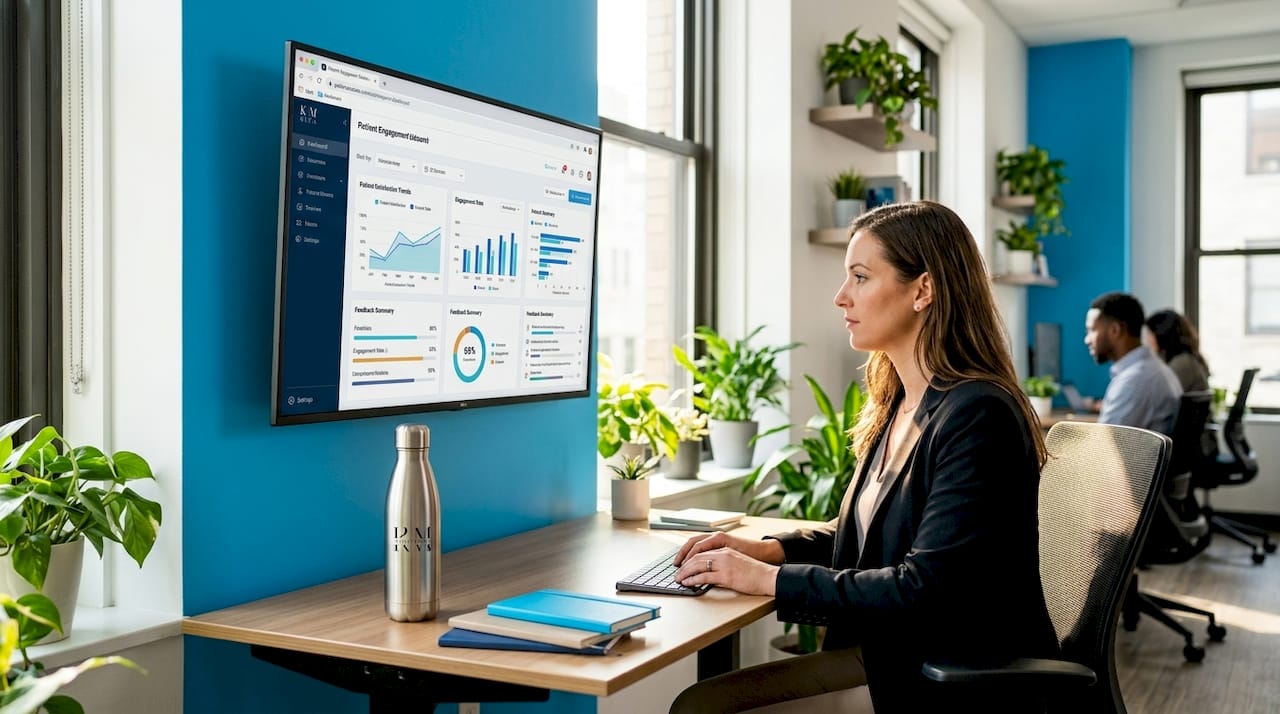 Healthcare marketer working on automation dashboard