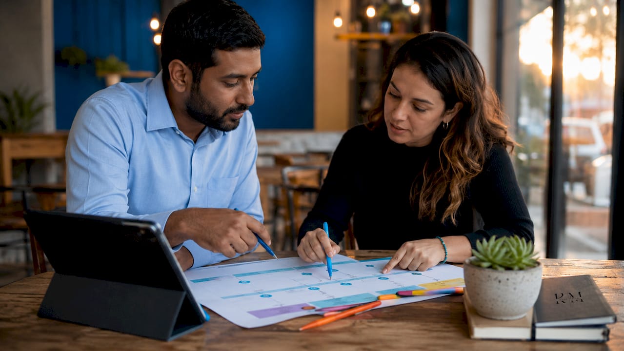 Healthcare professionals reviewing patient journey map