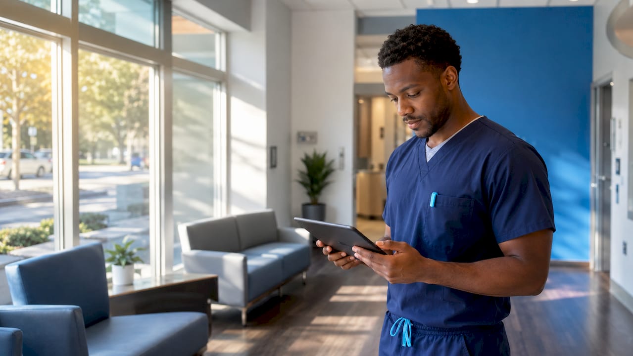 Healthcare provider reviewing patient trust data