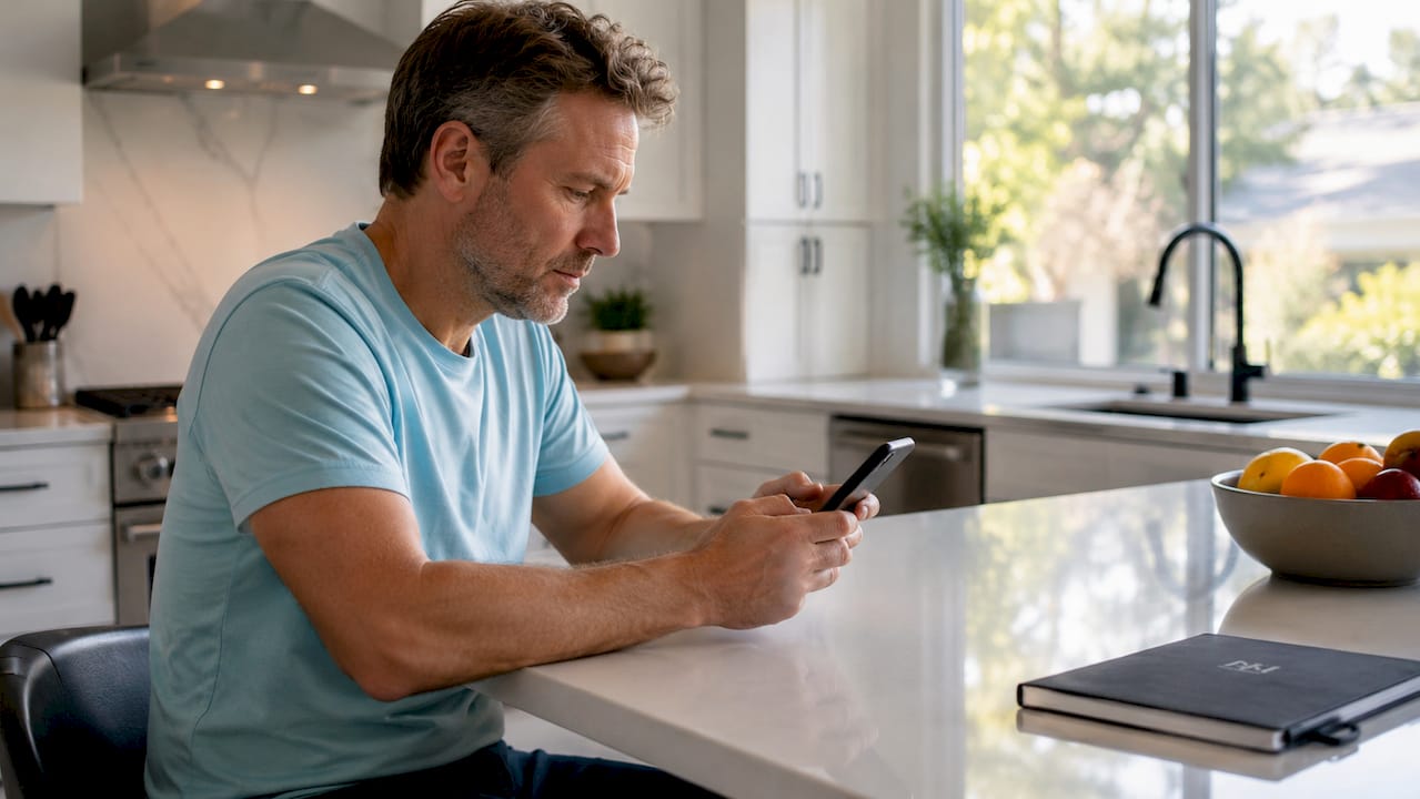 Patient using smartphone for local healthcare search
