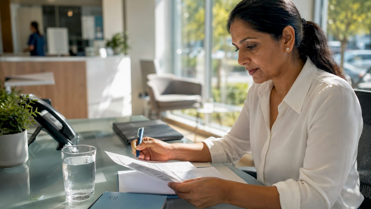 Healthcare call center supervisor reviewing call logs