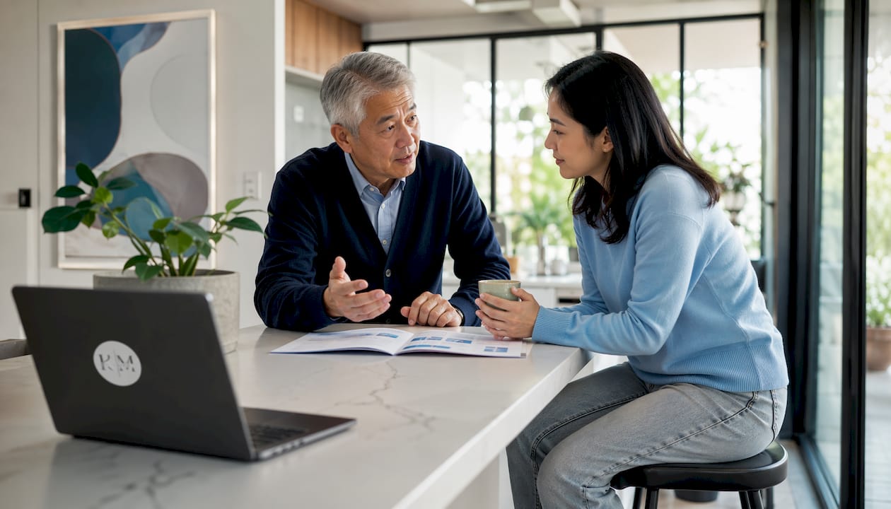 Father and daughter discussing healthcare choices