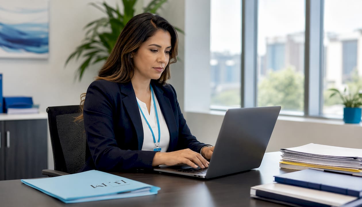 Healthcare administrator using AI tools