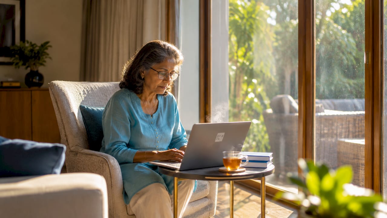 Typing hands at laptop with mobile site layout