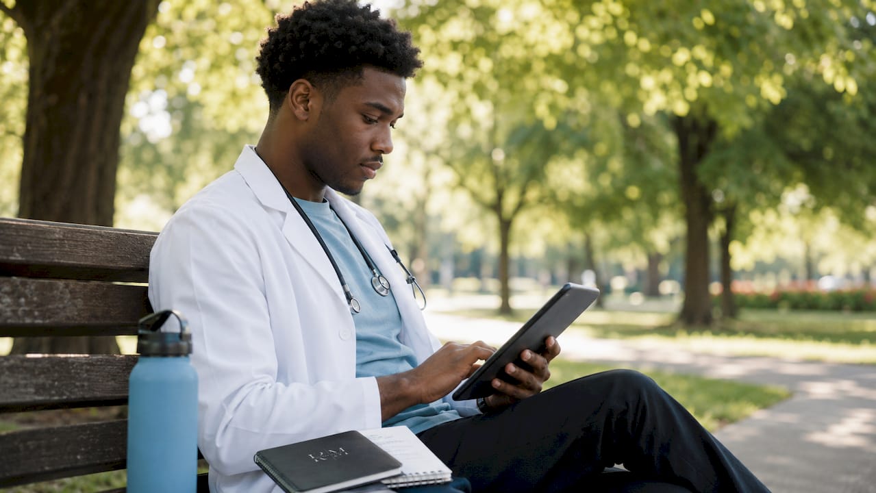 Healthcare provider reviewing patient feedback