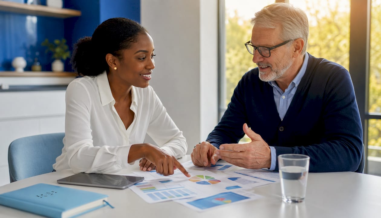 Healthcare workers reviewing patient segment charts