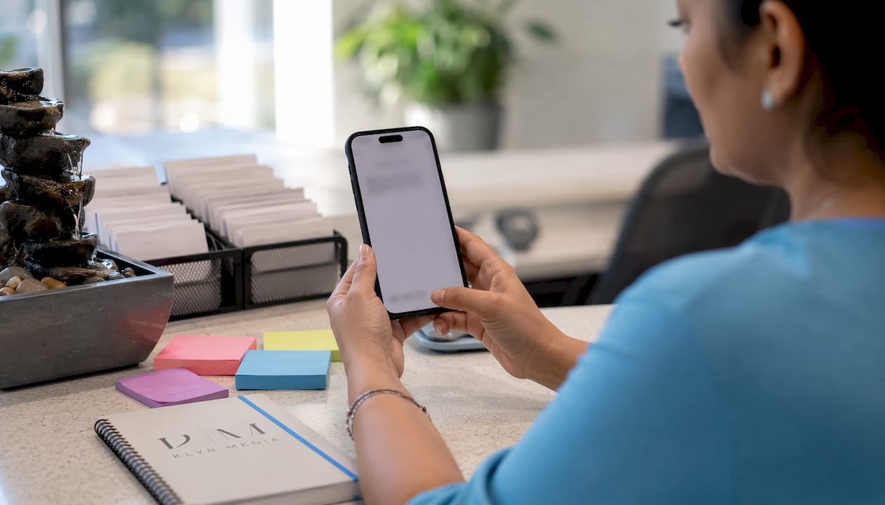 Receptionist sending patient review request