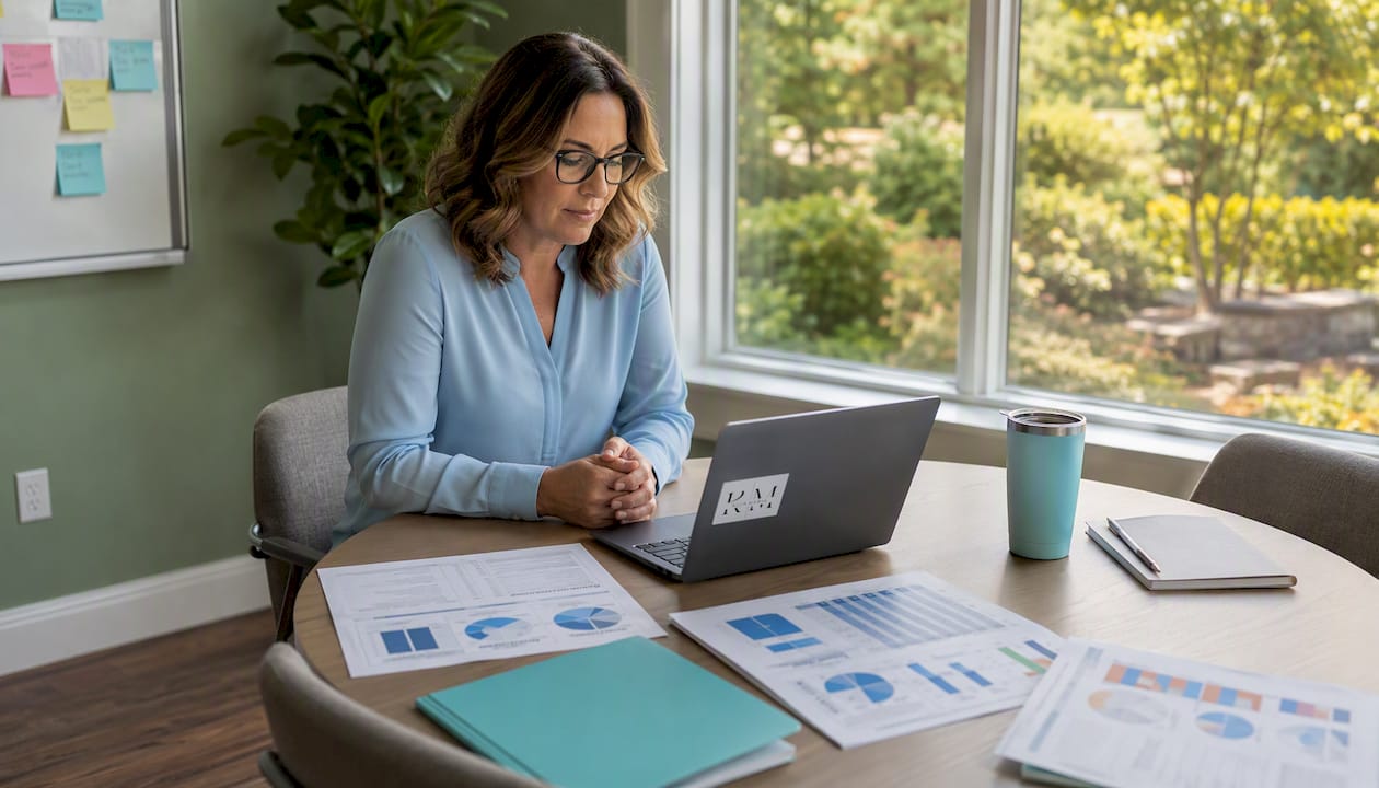 Healthcare manager reviewing marketing alternatives