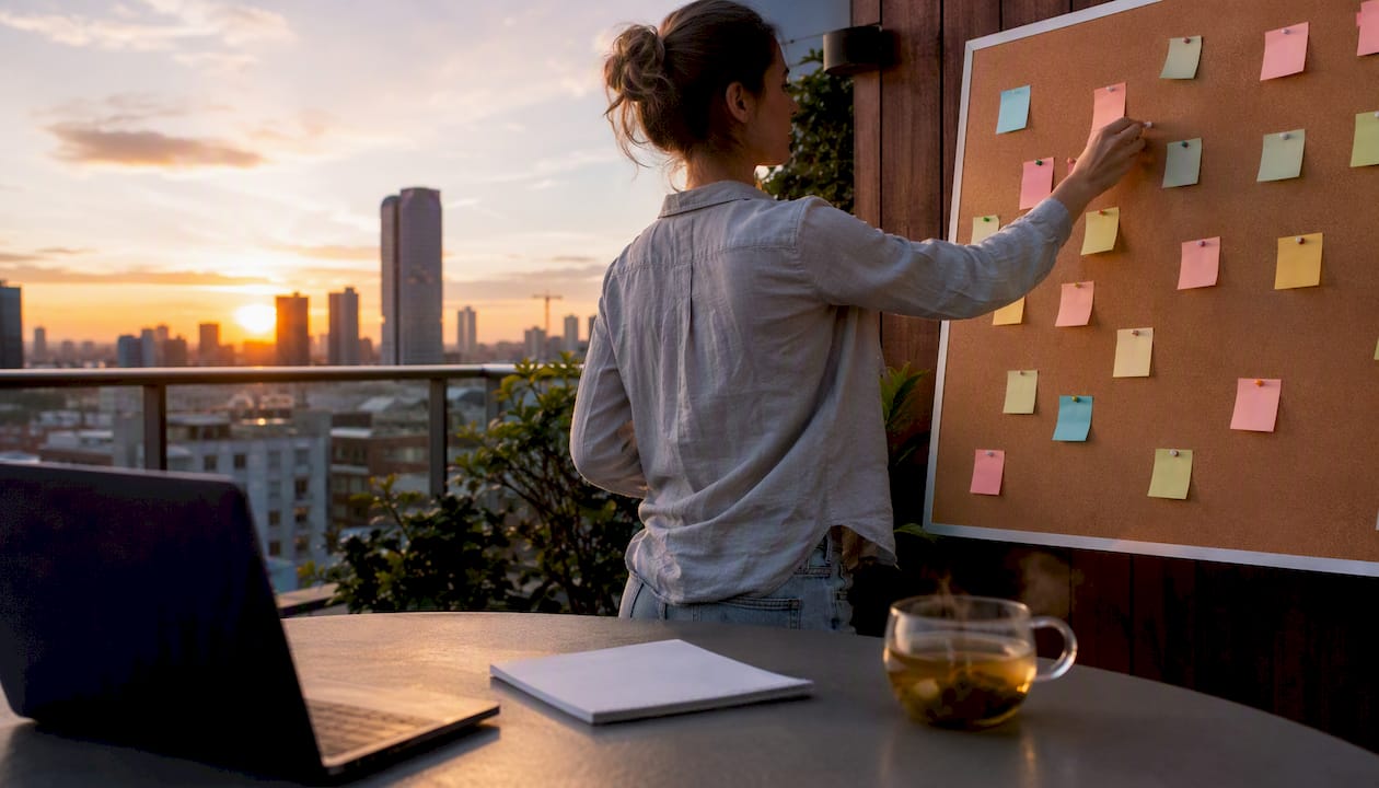 Healthcare content creation desk with calendar