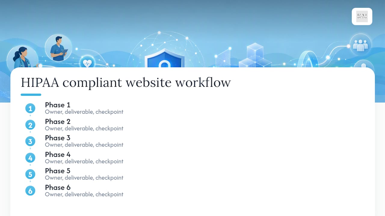 Six-phase HIPAA workflow project diagram