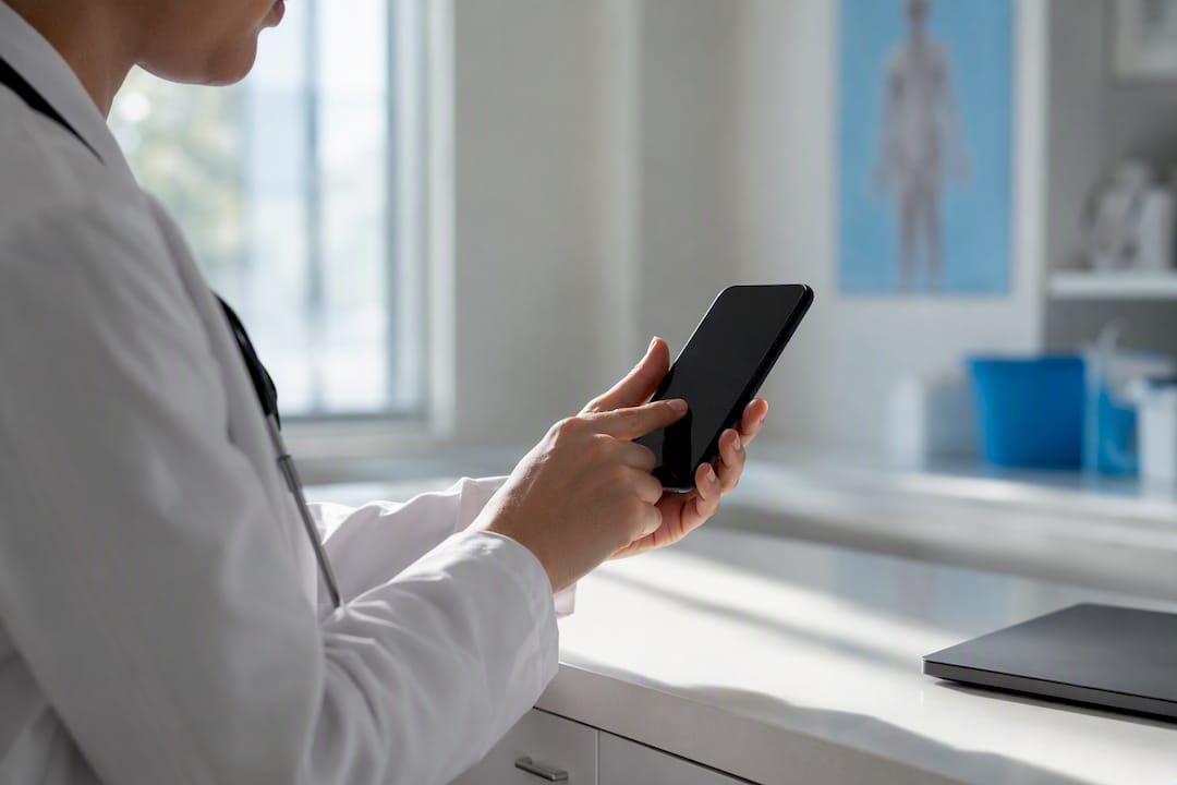 Hands handling smartphone sending secure email