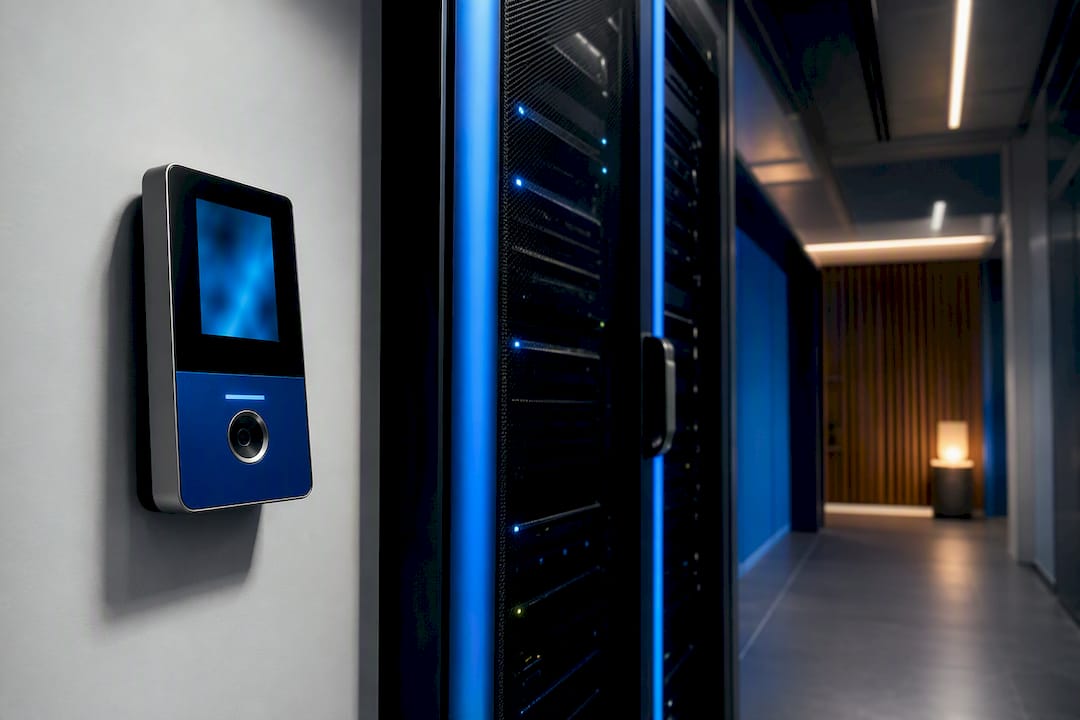 Secure healthcare hosting infrastructure in blue light