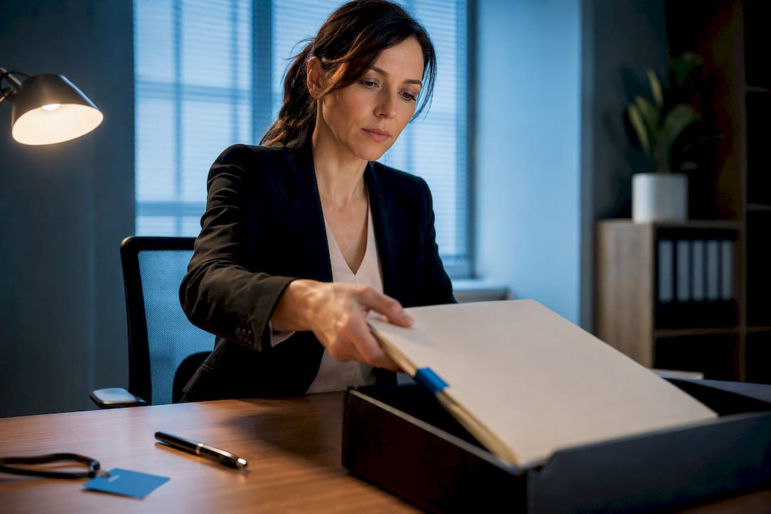 Healthcare administrator securing a BAA folder