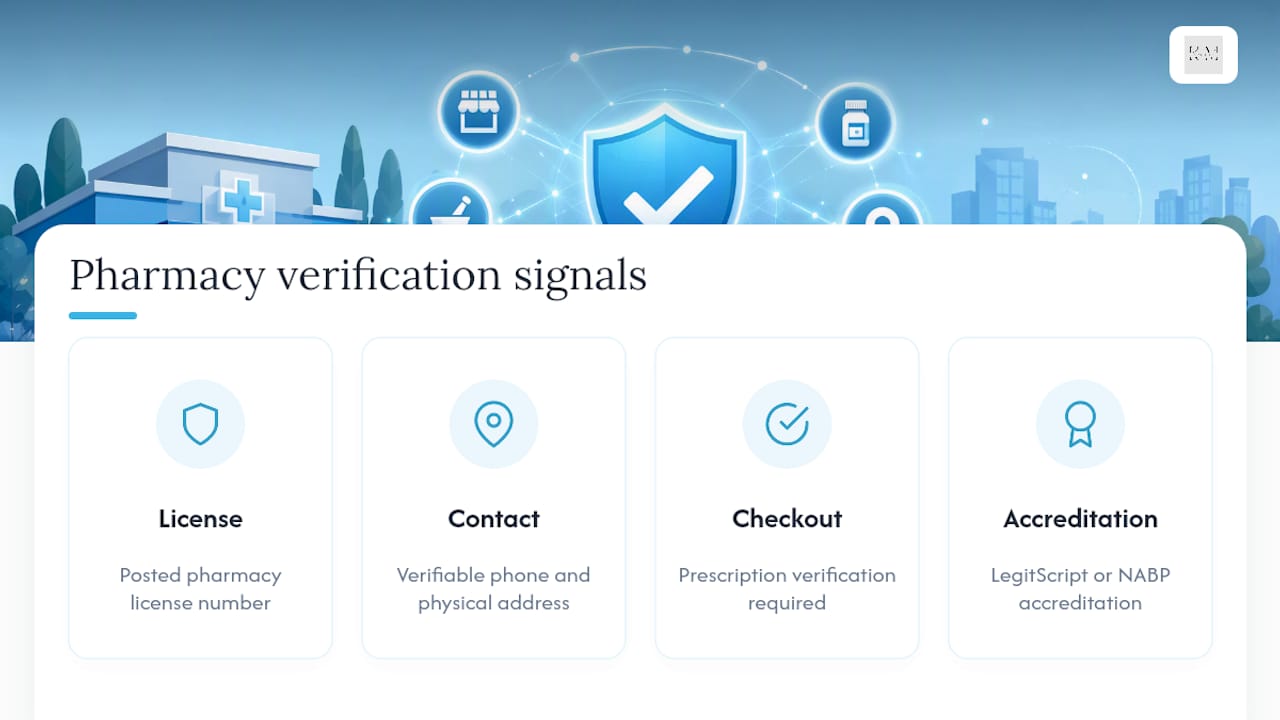 Online pharmacy verification requirements diagram