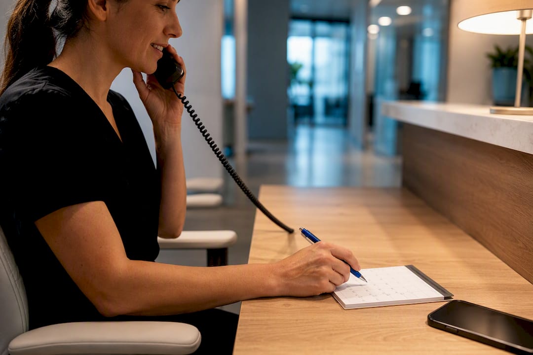 Coordinator making an appointment reminder call
