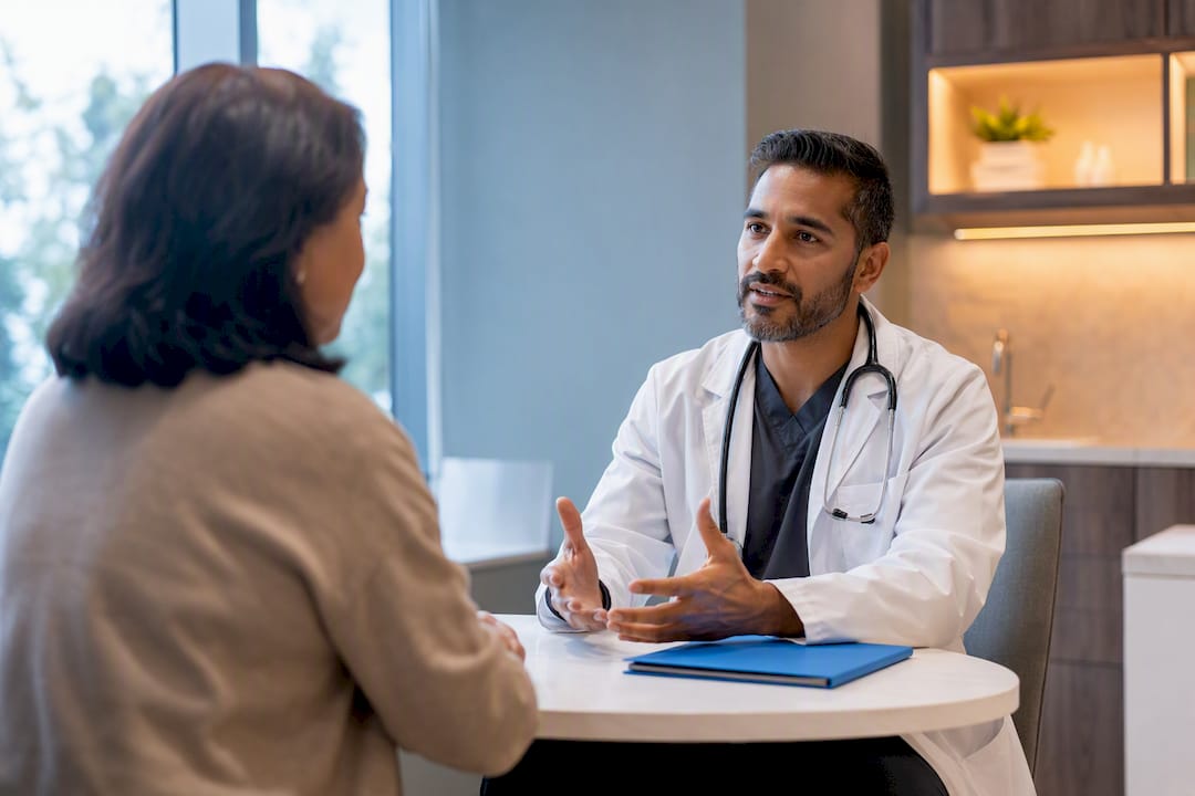Physician discussing consent with patient