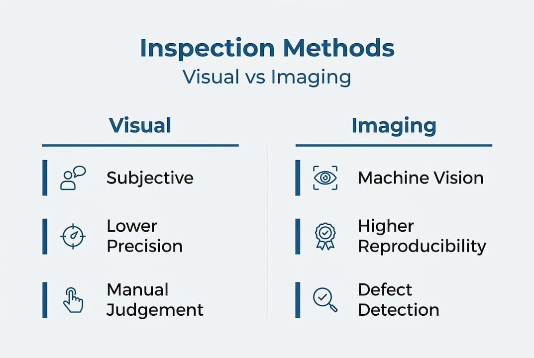 Infographic comparing visual and imaging weld inspection