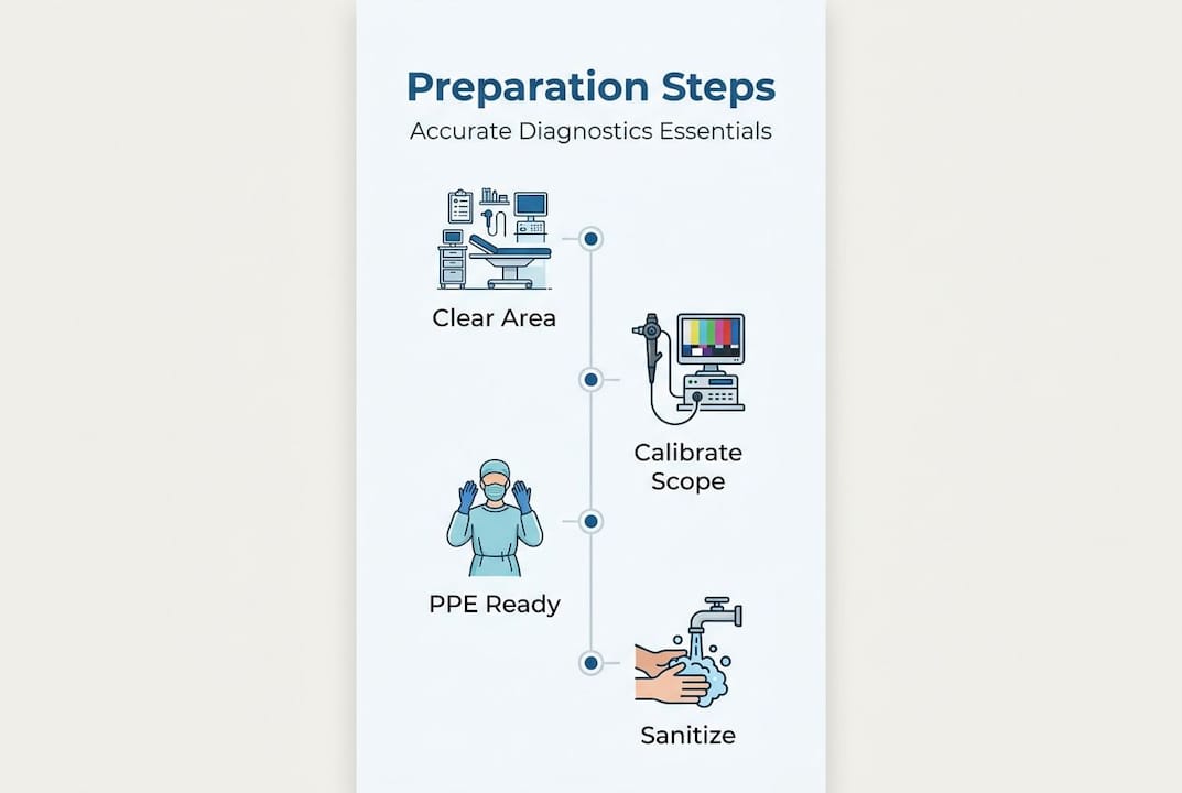 Infographic detailing borescope preparation steps