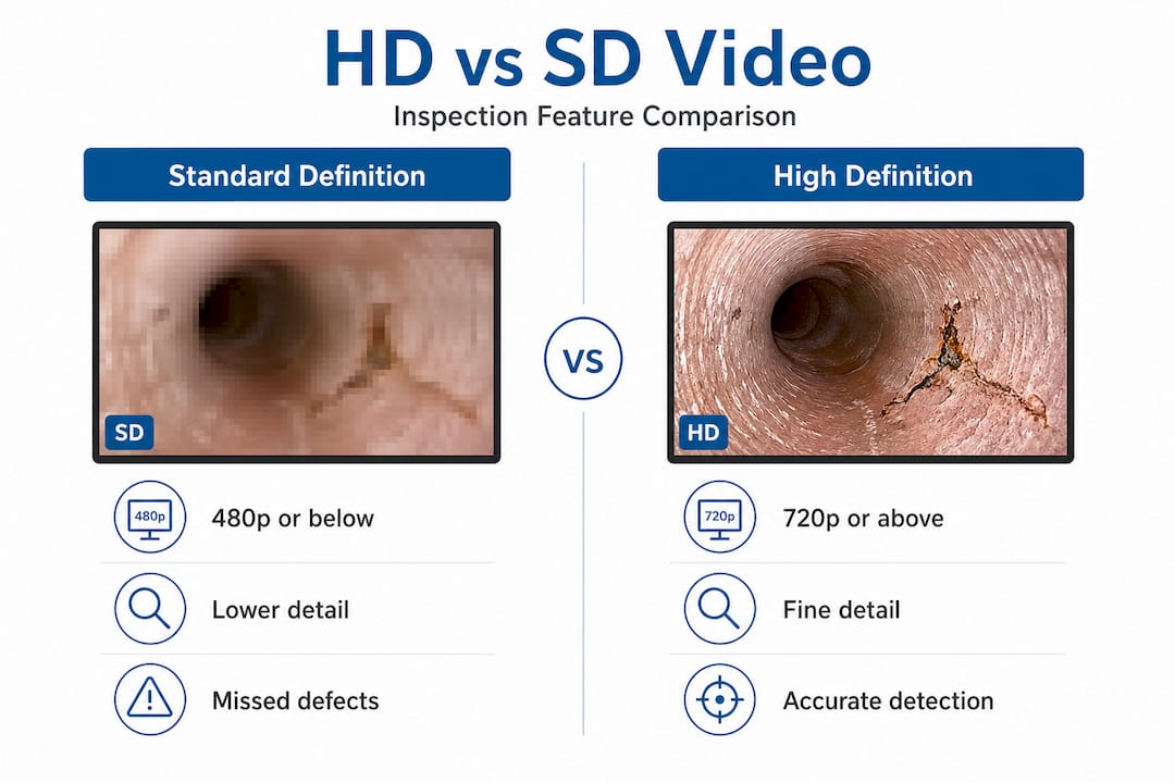 HD versus SD video inspection comparison infographic